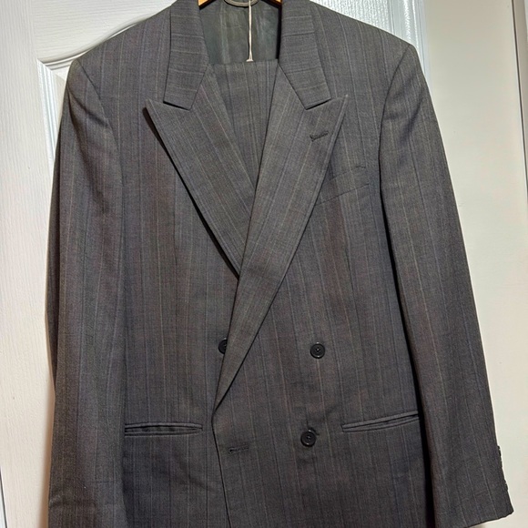 Christian Dior Monsieur Gray Pinstripe Double Breasted 2 Piece Suit - Picture 1 of 4